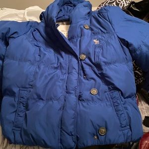 Abercrombie & Fitch blue hooded puffer jacket